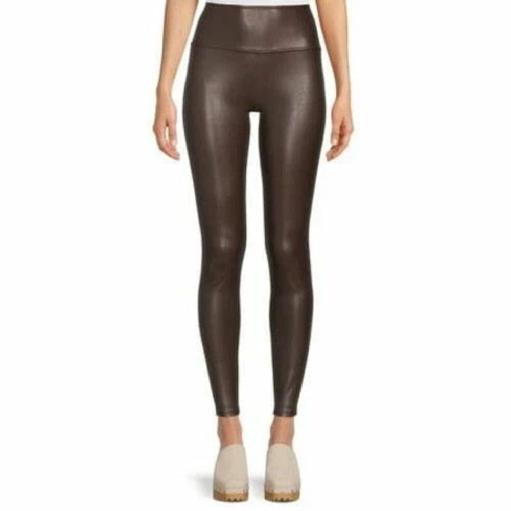 Women's Faux Leather Leggings - Brown - Size L